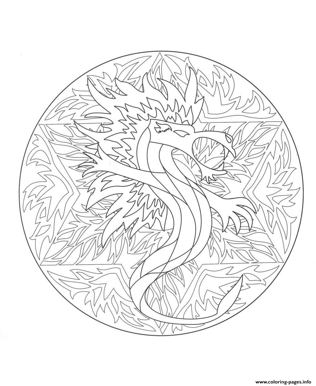 Mandala Dragon 5 Coloring Pages Printable